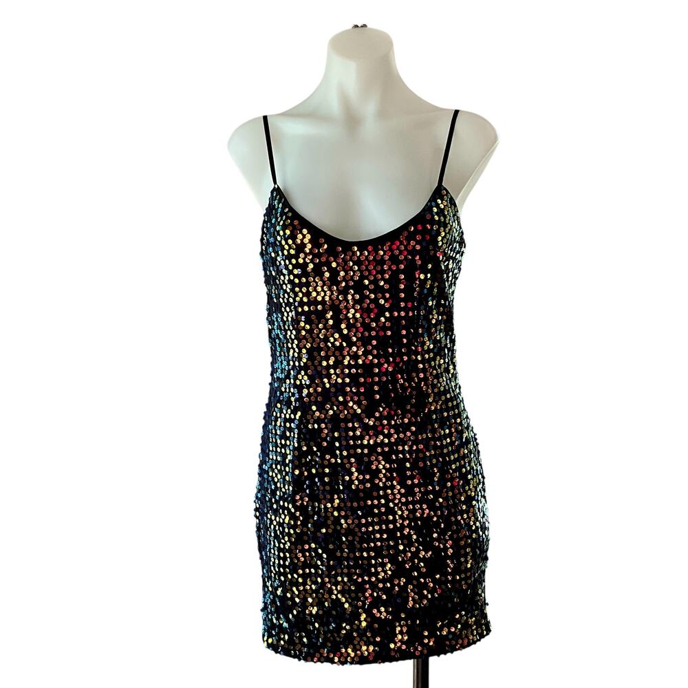 Forever 21 Dark Iridescent Sequin Mini Dress: Y2K, Modern